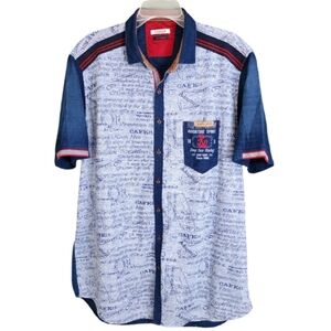 Yankee Jeans Men's 3XL Parisian  Writing Multicolor Button-up‎ Shirt